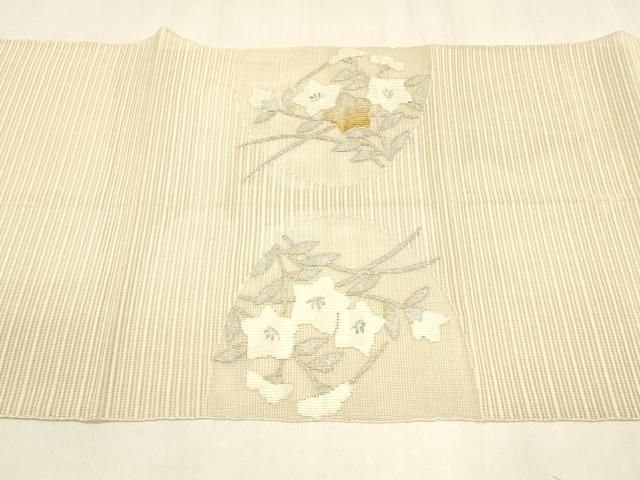 平和屋着物＊夏物 絽綴れ 八寸名古屋帯 草花文 金銀糸 正絹 逸品