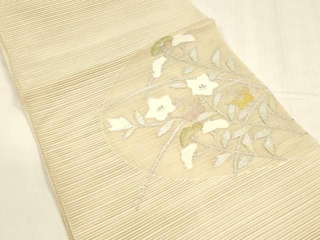 平和屋着物 夏物 絽綴れ 八寸名古屋帯 草花文 金銀糸 正絹 cm