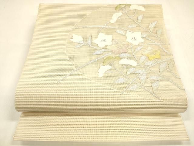 平和屋着物＊夏物　絽綴れ　八寸名古屋帯　草花文　金銀糸　正絹　逸品　DABA0352cm 平和屋着物＊夏物 絽綴れ 八寸名古屋帯 草花文 金銀糸 正絹 逸品