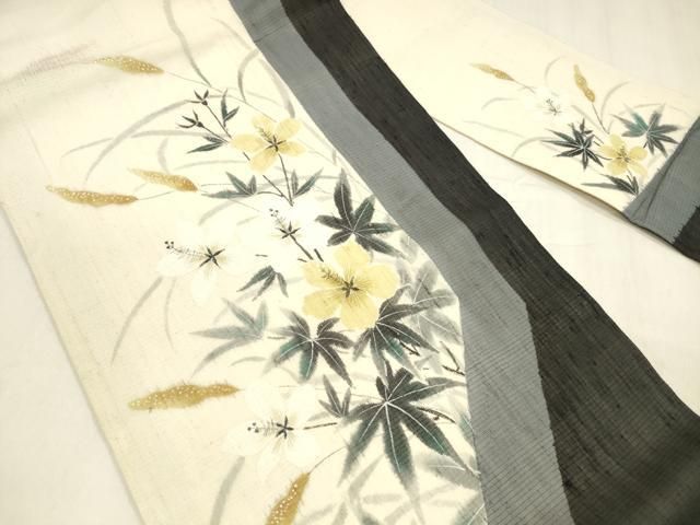 平和屋着物 夏物 絹芭蕉 九寸名古屋帯 草花文 正絹 cm