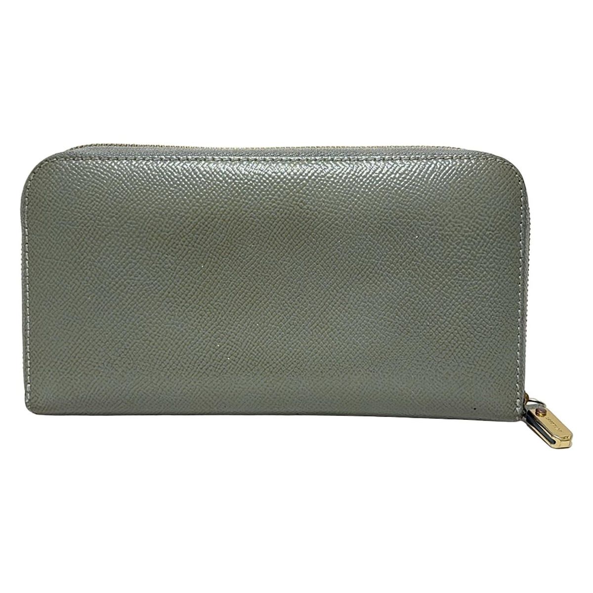 BURBERRY バーバリー 長財布 - カーキ ラウンドファスナー レザー