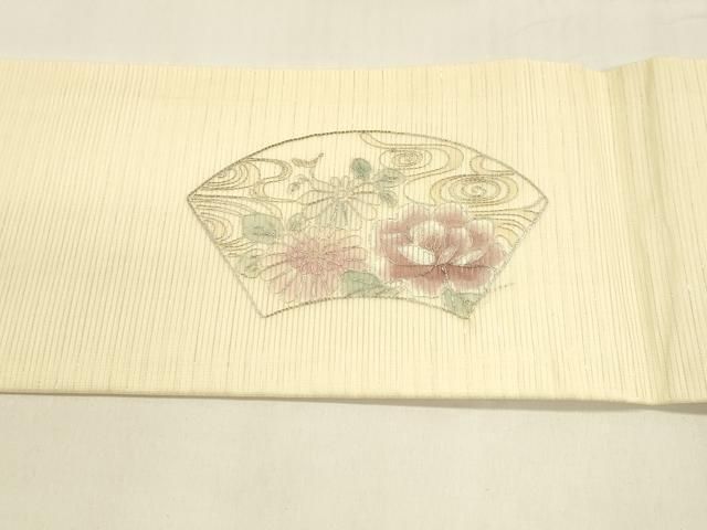  平和屋着物 夏物 九寸名古屋帯 駒刺繍 総刺繍 地紙花鳥文 正絹 cm 名古屋帯 帯