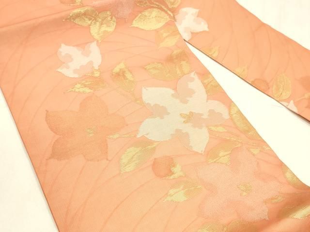 平和屋着物 夏物 九寸名古屋帯 草花文 金糸 正絹 cm