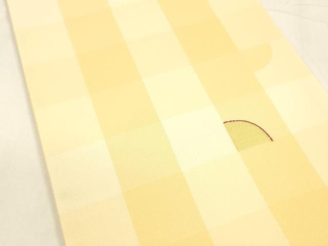 平和屋着物 夏物 全通柄袋帯 市松幾何学文 金糸 正絹 cm