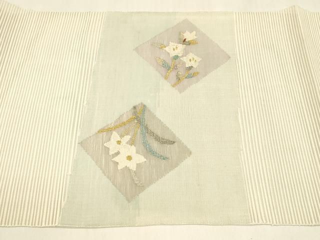  平和屋着物 夏物 絽綴れ 八寸名古屋帯 流水草花文 金銀糸 正絹 cm 名古屋帯 帯