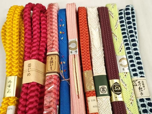 平和屋着物 和装小物 帯締め10本セット 手組紐 手組み 金糸 高島屋扱い 全て正絹 zzz