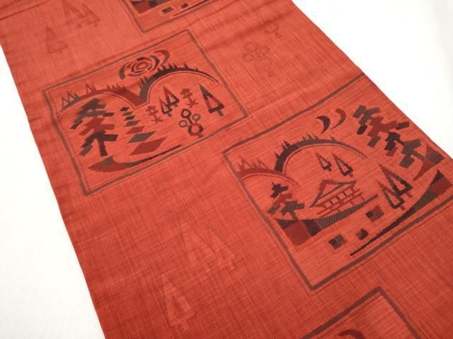 平和屋着物 名門木屋太 今河織物 六通柄袋帯 風景文 正絹 hy