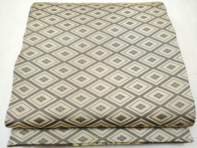 平和屋着物 両面 六通柄袋帯 唐織 市松舞花文 金糸 正絹 hy