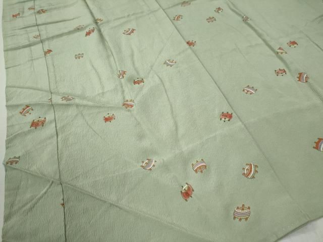  平和屋着物 長襦袢 無双仕立て 糸巻き文 金彩 鬼しぼ縮緬 正絹 yc 長襦袢 長襦袢 半襦袢