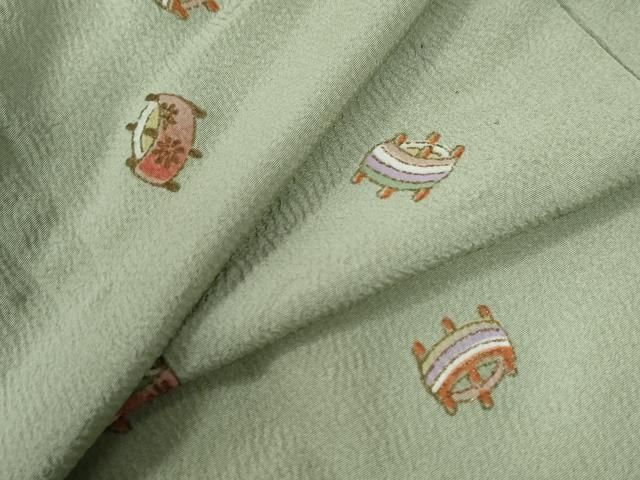 平和屋着物○長襦袢 無双仕立て 糸巻き文 金彩 鬼しぼ縮緬 正絹 逸品