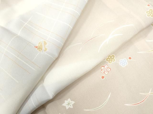 平和屋着物●長襦袢　無双仕立て　鈴檜扇芝草花文　暈し染め　正絹　逸品　CABA6307yc 平和屋着物○長襦袢 無双仕立て 鈴檜扇芝草花文 暈し染め