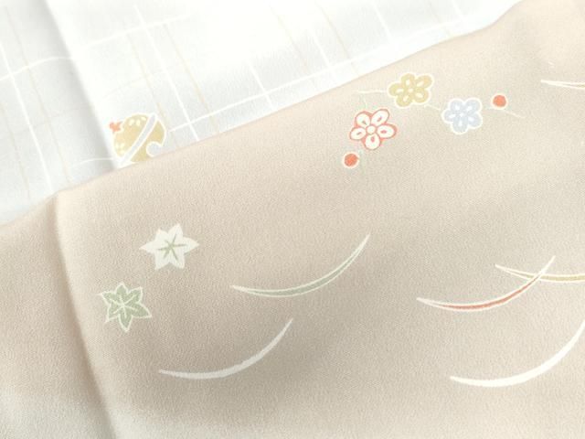 平和屋着物○長襦袢 無双仕立て 鈴檜扇芝草花文 暈し染め