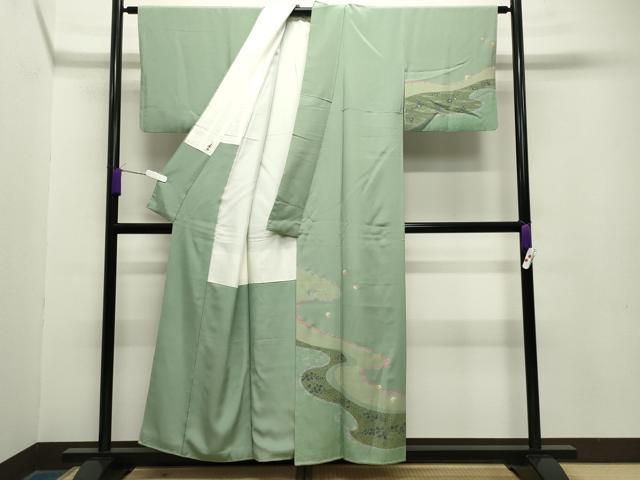 平和屋着物 訪問着 流水萩桜文 金彩 正絹 gh