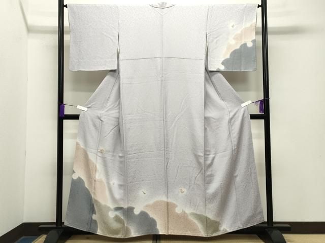 平和屋着物 訪問着 刺繍 雪輪重ね花文 暈し染め 金糸 正絹 gh