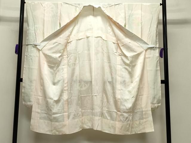 平和屋着物 振袖用長襦袢 無双仕立て 雲重ね源氏車地紋 暈し染め 半衿刺繍 正絹 gh