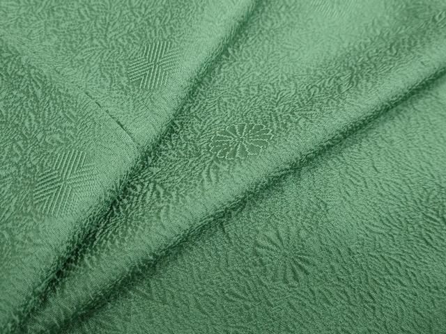 平和屋着物 上質な色無地 舞花地紋 薄緑色 正絹 ud