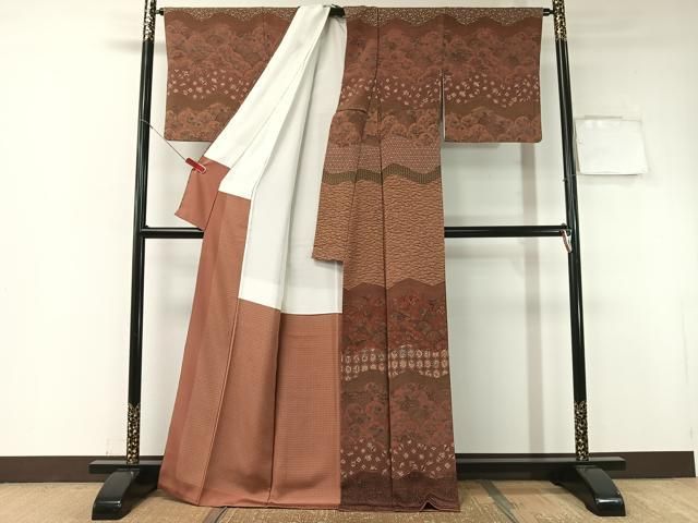 平和屋着物 人間国宝 南部芳松の息子 伝統工芸伝承者彫刻 南部幸雄 型染め 訪問着 吉祥花文 鬼しぼ縮緬 正絹 vp