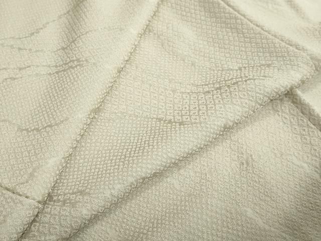 平和屋着物 上質な色無地 抽象地紋 白橡色 正絹 ud