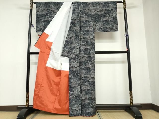 風景樹林文 正絹