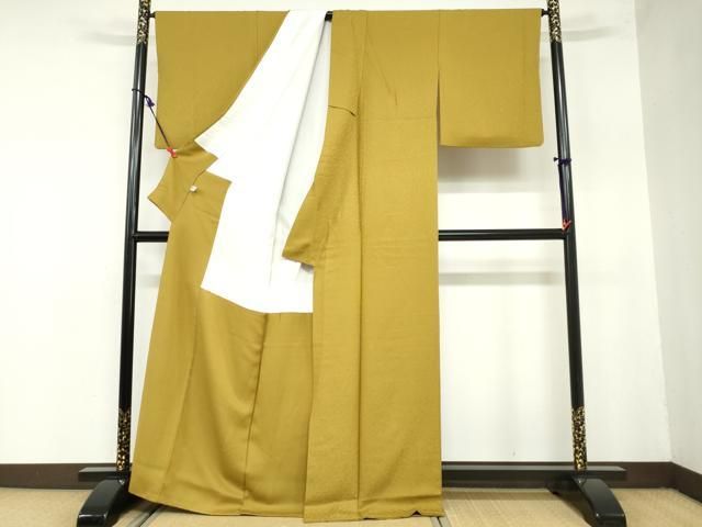  平和屋着物 上質な色無地 花尽くし文 桑茶色 正絹 ud 色無地 着物