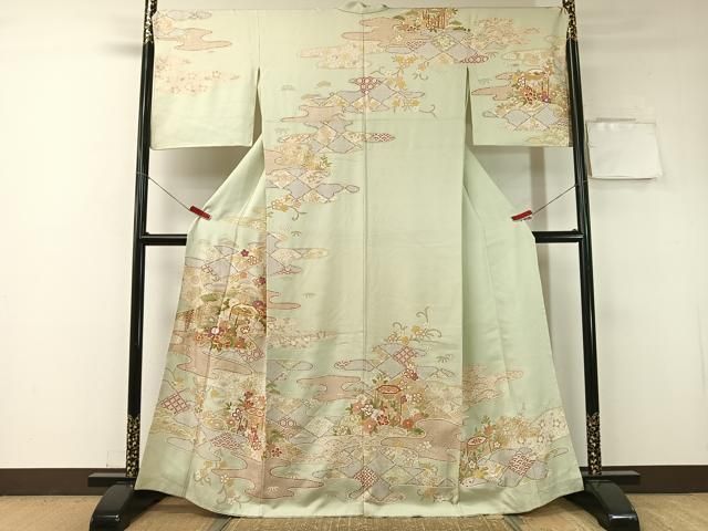 平和屋着物 訪問着 駒刺繍 霞貝桶花文 金彩 正絹 vp