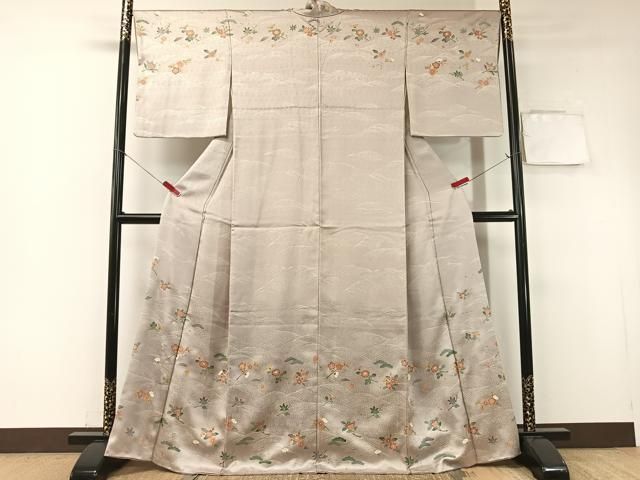 平和屋着物 訪問着 駒刺繍 立波花松文 金彩 正絹 vp