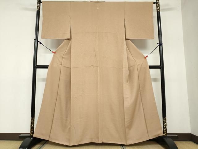 平和屋着物 上質な色無地 花尽くし地紋 焦香色 正絹 ud