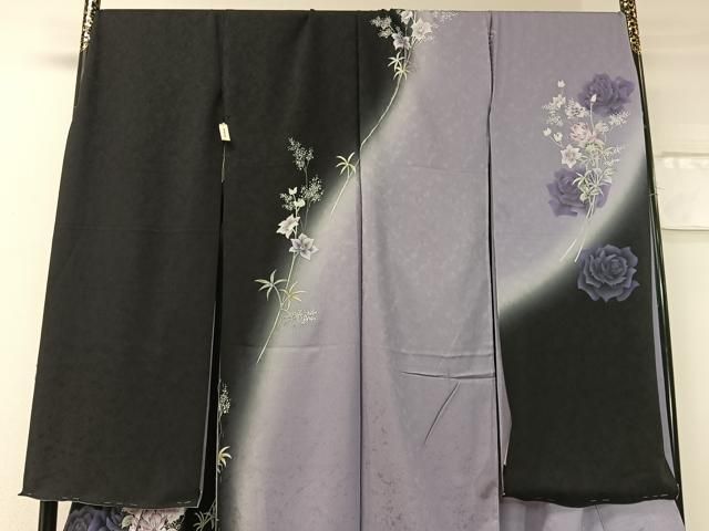 平和屋着物○豪華振袖 京友禅 草花文 暈し染め 銀彩 仮絵羽 逸品 未