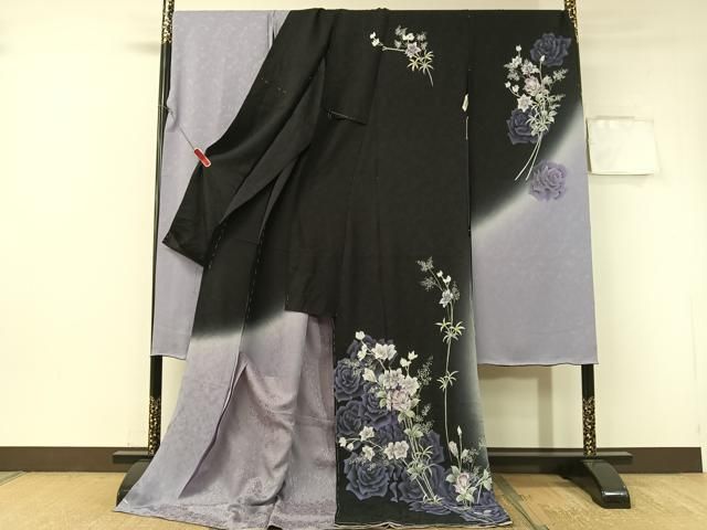 平和屋着物 豪華振袖 京友禅 草花文 暈し染め 銀彩 仮絵羽 vp