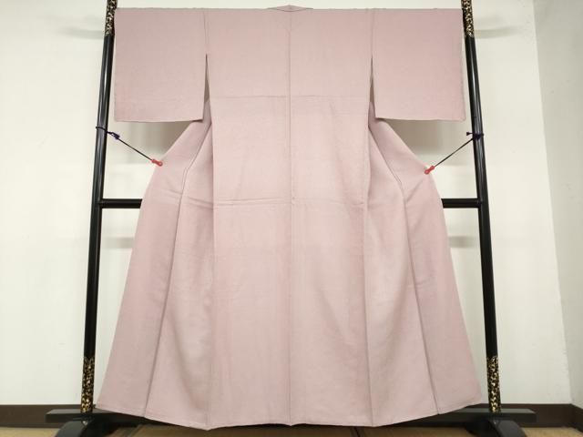 平和屋着物 上質な色無地 紋意匠 薄柿色 正絹 ud