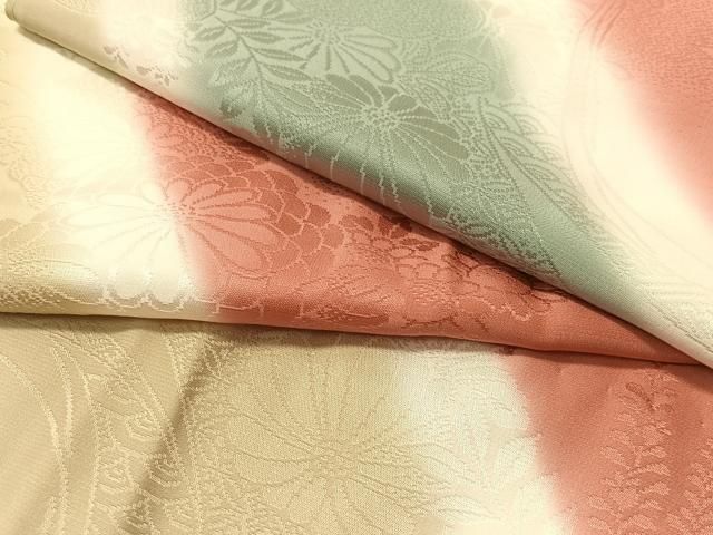 平和屋着物●長襦袢　無双仕立て　斜線　雲取り几帳花地紋　半衿刺繍　正絹　逸品　CABA4777vp 平和屋着物○長襦袢 無双仕立て 斜線 雲取り几帳花地紋 半衿刺繍