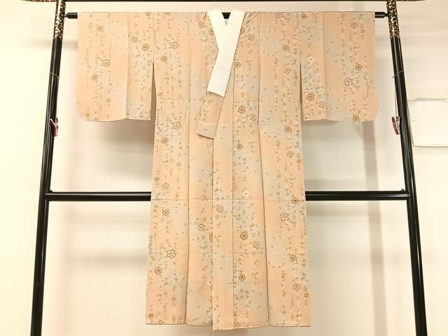 平和屋着物 長襦袢 無双仕立て 流水枝垂れ桜 暈し染め 金彩 鈴乃屋扱い 正絹 vp