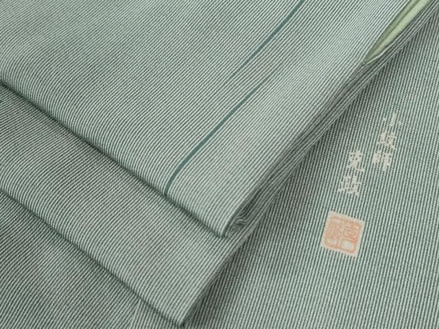 平和屋着物 江戸小紋 小紋師 克政 万筋 千草色×絹鼠色 霞文 正絹 yc