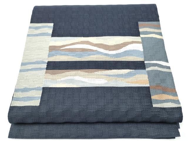 平和屋着物 八寸名古屋帯 すくい織 霞文 正絹 hy