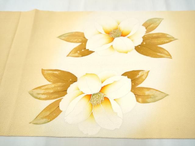  平和屋着物 鎌倉友禅 坂井教人 日本工芸会正会員 九寸開き名古屋帯 椿 金彩 鬼しぼ縮緬 正絹 hy 名古屋帯 帯