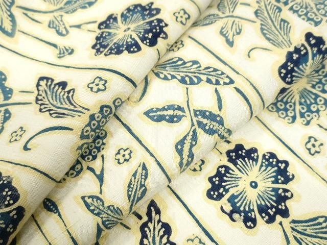 平和屋着物○上質な小紋 紬地 型染め 枝花文 正絹 逸品 CABA6159yc