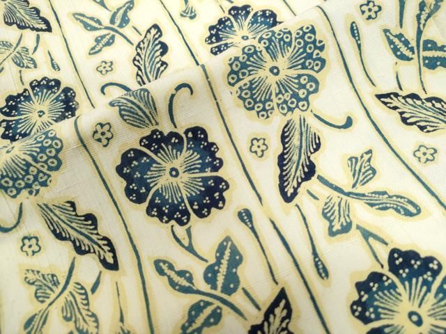 平和屋着物○上質な小紋 紬地 型染め 枝花文 正絹 逸品 CABA6159yc