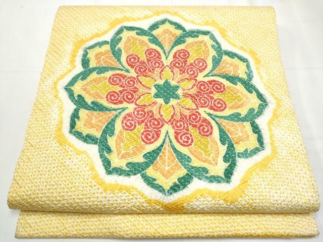 平和屋着物 名門 藤娘きぬたや 総絞り 九寸名古屋帯 花唐草文 正絹 hy