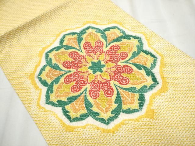 平和屋着物 名門 藤娘きぬたや 総絞り 九寸名古屋帯 花唐草文 正絹 hy