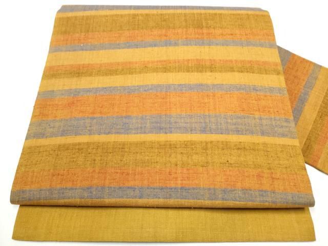 平和屋着物 九寸名古屋帯 紬地 縞 正絹 hy