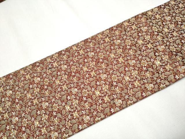  平和屋着物 全通柄 九寸名古屋帯 更紗花唐草文 金糸 正絹 hy 名古屋帯 帯