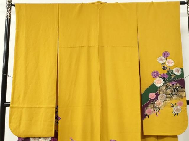 平和屋着物 豪華振袖 絞り 枝花文 金彩 正絹 yc