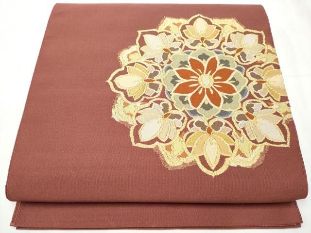 平和屋着物 爪掻き本綴れ 八寸名古屋帯 正倉院花文 金糸 正絹 hy