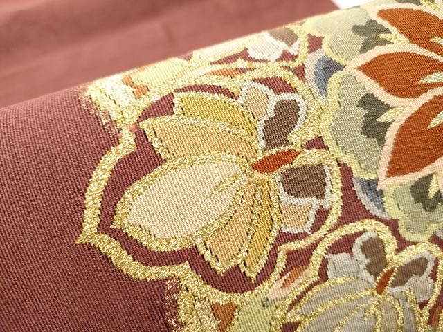  平和屋着物 爪掻き本綴れ 八寸名古屋帯 正倉院花文 金糸 正絹 hy 名古屋帯 帯