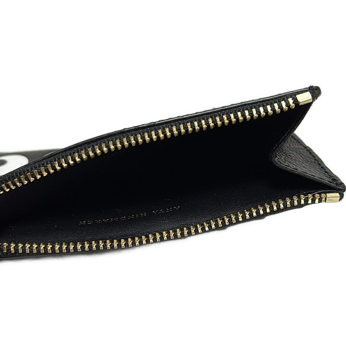  Anya Hindmarch アニヤハインドマーチ カードケース ジップ アイズ 142717 黒×白 コインケース レザー カードケース 小物