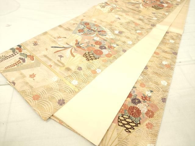 平和屋着物◎六通柄袋帯 福寿錦 金銀糸 正絹 逸品