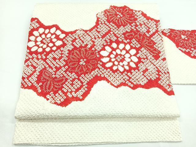 平和屋着物◎九寸名古屋帯 総絞り 草花文 正絹 逸品 CAAZ7233nb - メルカリ