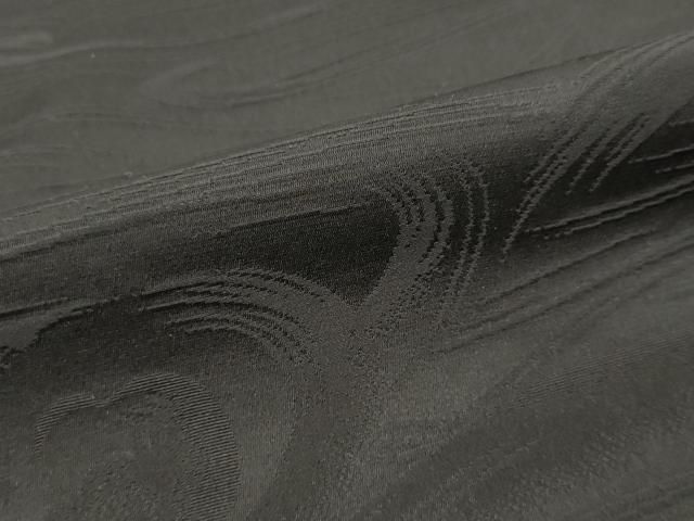 平和屋着物▽羽織・コート 黒生地 反物 羽尺 駒綸子 流水地紋 逸品 未