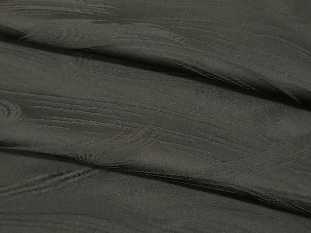 平和屋着物▽羽織・コート 黒生地 反物 羽尺 駒綸子 流水地紋 逸品 未