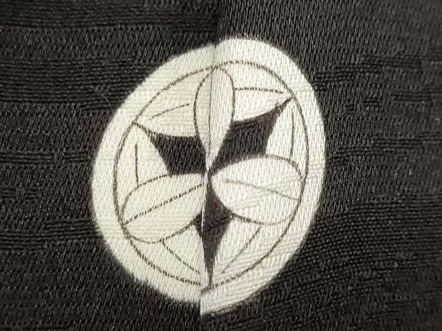 平和屋着物▽羽織・コート 黒生地 反物 羽尺 駒綸子 流水地紋 逸品 未